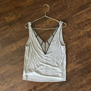 Leith beautiful tank top. Black and clear crystals.